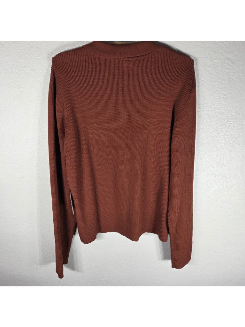 Worthington Rust Burnt Orange Ribbed Knit Polo Sweater XXL Long Sleeve Top - Picture 2 of 15